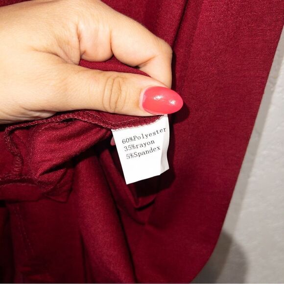 NWT Kojooin Burgundy V-Neck Wrap Long Sleeve Maternity Dress Size Medium - Picture 6 of 8